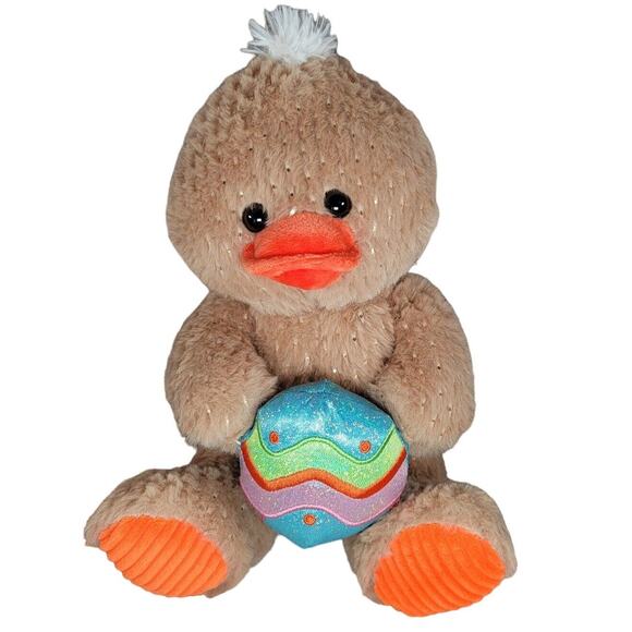 Easter Plush Chick Corduroy Feet Gold Sparkles Shiny Egg Duckling Stuffed Animal - Picture 1 of 10